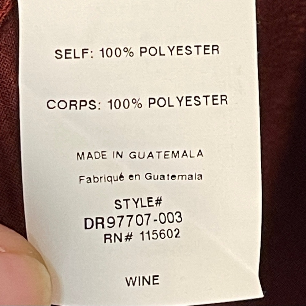 LUSH SIDE GATHER SATIN DRESS IN WINE M NWOT - Picture 8 of 8